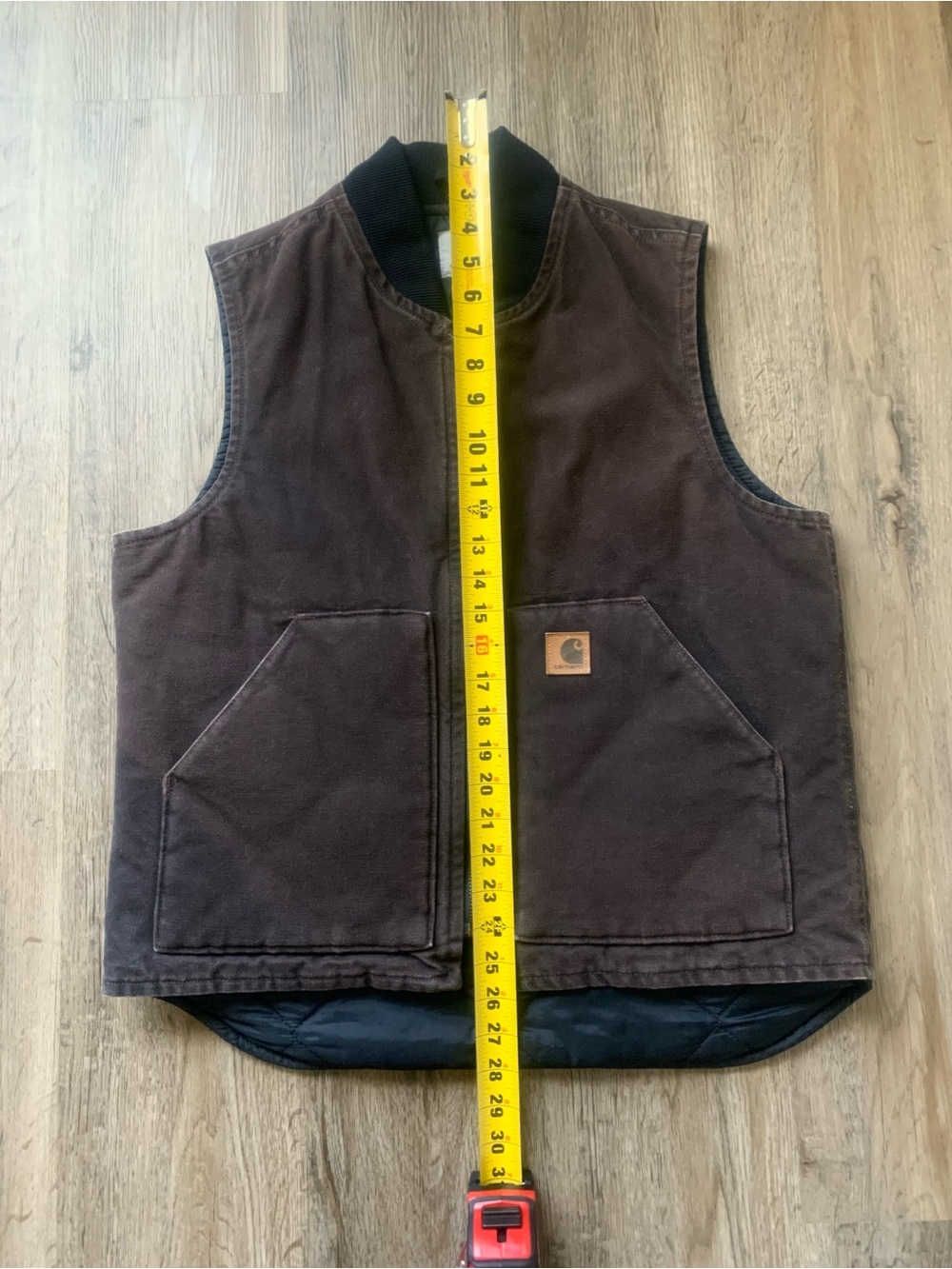 Carhartt Quilted Artic Canvas Vest Dark Brown V02 Distressed Men’s Medium USA - Picture 4 of 8